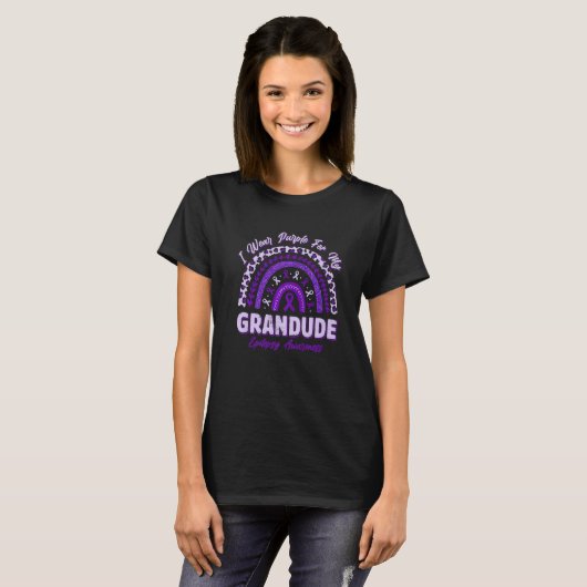 I Wear Purple For My Grandude Epilepsy Awareness R T-shirt (Voorkant volledig)