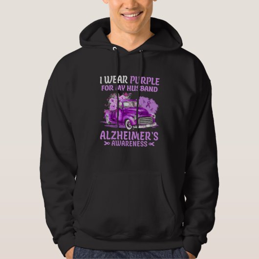 I Wear Purple For My Husband Alzheimer s Awareness Hoodie (Voorkant)