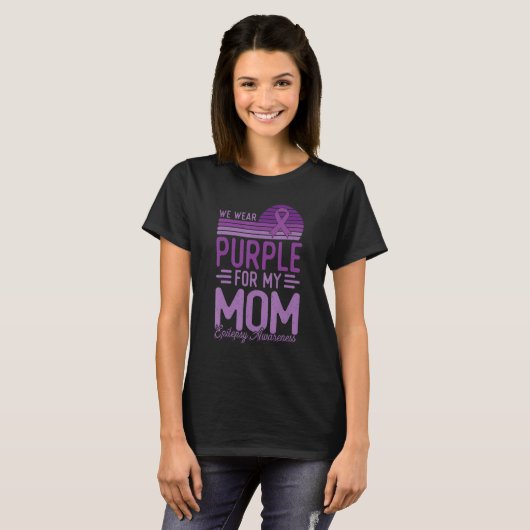 I Wear Purple For My Mom Epilepsy Awareness Retro T-shirt (Voorkant volledig)