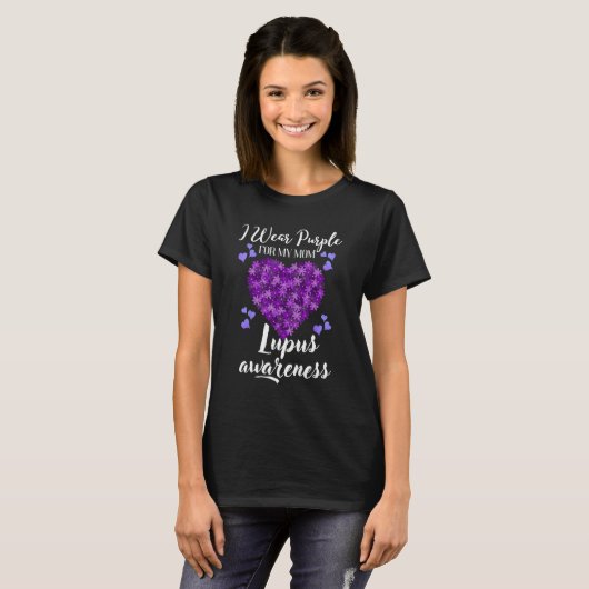 I Wear Purple For My Mom Lupus Awareness Butterfly T-shirt (Voorkant volledig)