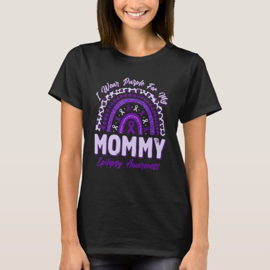 I Wear Purple For My Mommy Epilepsy Awareness Rain T-shirt (Voorkant)