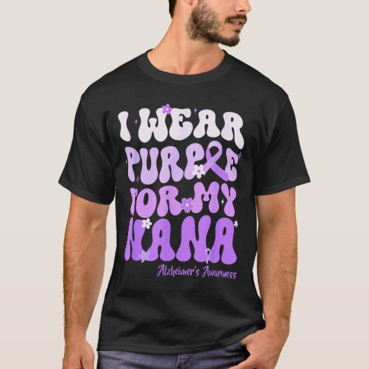I Wear Purple For My Nana Heimers Awareness Suprt  T-shirt (Voorkant)