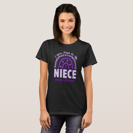 I Wear Purple For My Niece Epilepsy Awareness Rain T-shirt (Voorkant volledig)