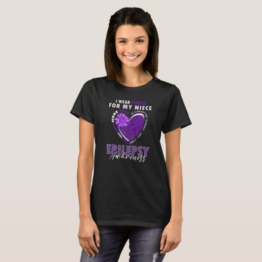 I Wear Purple For My Niece Epilepsy Awareness Supp T-shirt (Voorkant volledig)
