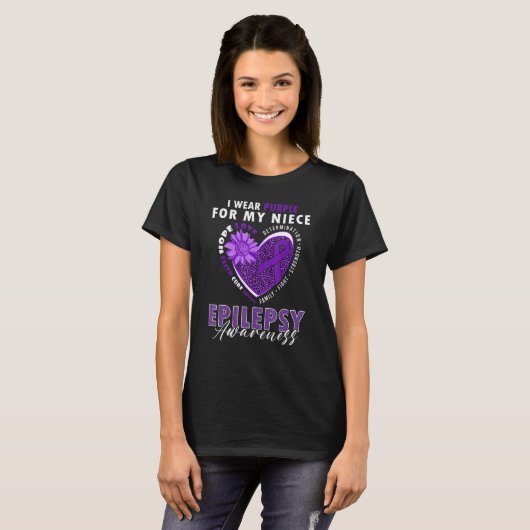 I Wear Purple For My Niece Epilepsy Awareness Supp T-shirt (Voorkant volledig)