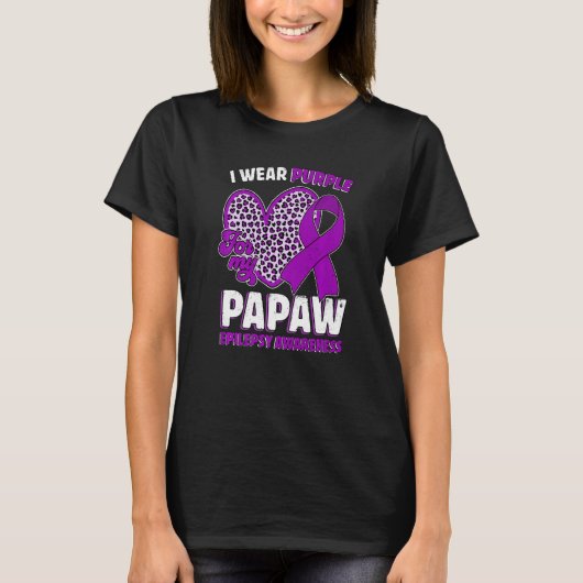 I Wear Purple For My Papaw Epilepsy Awareness Leop T-shirt (Voorkant)