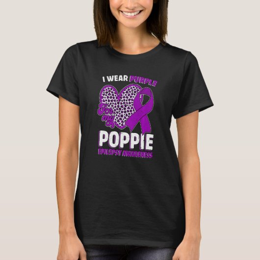 I Wear Purple For My Poppie Epilepsy Awareness Leo T-shirt (Voorkant)