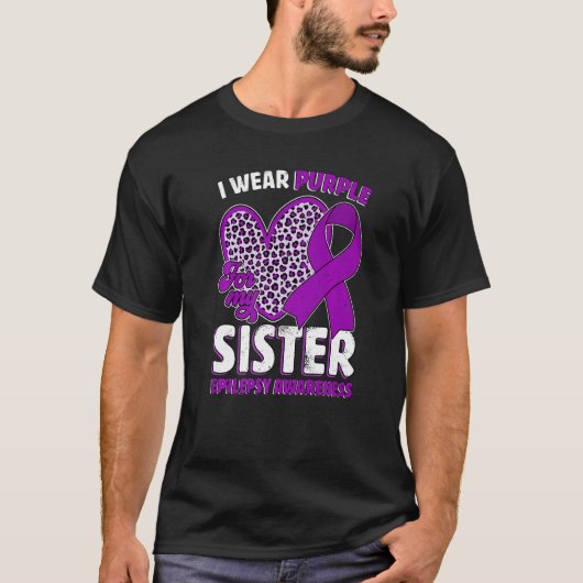 I Wear Purple For My Sister Epilepsy Awareness Leo T-shirt (Voorkant)