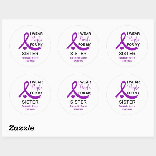 I Wear Purple For My Sister Pancreatic Cancer Ronde Sticker (Vel)
