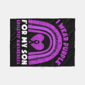 I Wear Purple For My Son Epilepsy Awareness Rainbo Fleece Deken (Voorkant (Horizontaal))