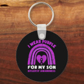 I Wear Purple For My Son Epilepsy Awareness Rainbo Sleutelhanger (Voorkant)