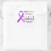 I Wear Purple For My Uncle Alzheimer Awareness Ronde Sticker (Tas)