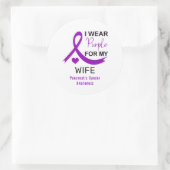 I Wear Purple For My Wife Pancreatic Cancer Ronde Sticker (Tas)