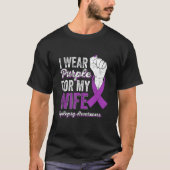 I Wear Purple For My Wife Ribbon Epilepsy Awarenes T-shirt (Voorkant)
