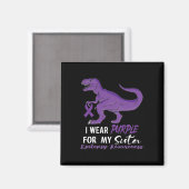 I Wear Purple For Sister Dinosaur Epilepsy Awarene Magneet (Voorkant / Achterkant)