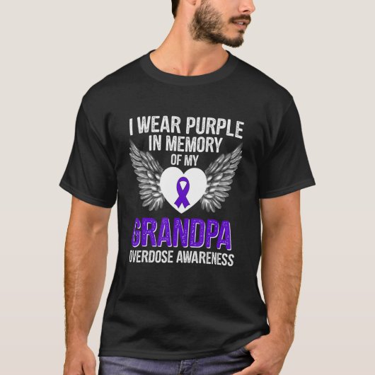 I Wear Purple In Memory Of My Grandpa Overdose Awa T-shirt (Voorkant)