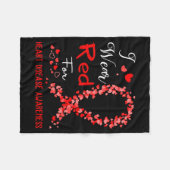 I Wear Red For Heart Disease Awareness  Fleece Deken (Voorkant (Horizontaal))