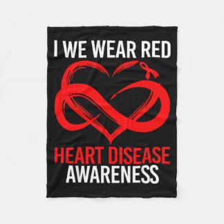 I Wear Red For Heart Disease Awareness Red Ribbon  Fleece Deken