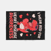 I Wear Red For Heart Disease Awareness T Rex Dinos Fleece Deken (Voorkant (Horizontaal))