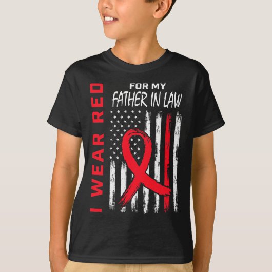 I Wear Red For My Father In Law Heart Disease Awar T-shirt (Voorkant)