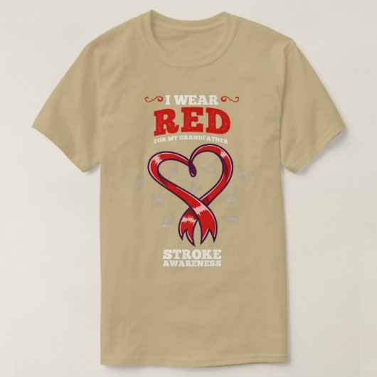 I Wear Red For My Grandfather Stroke Awareness  T-shirt (Design voorkant)