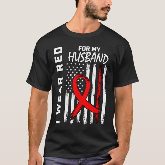 I Wear Red For My Husband Heart Disease Awareness  T-shirt (Voorkant)