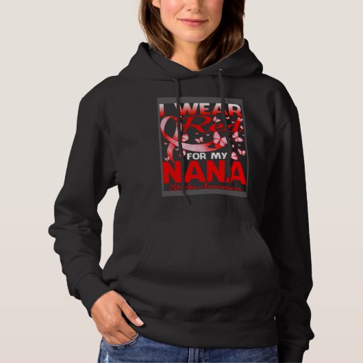 I Wear Red For My Nana Stroke Awareness Hoodie (Voorkant)