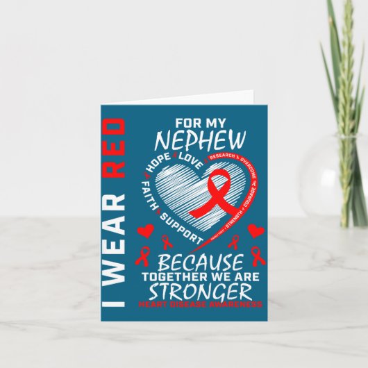 I Wear Red For My Nephew Heart Disease Awareness Kaart (Voorkant)