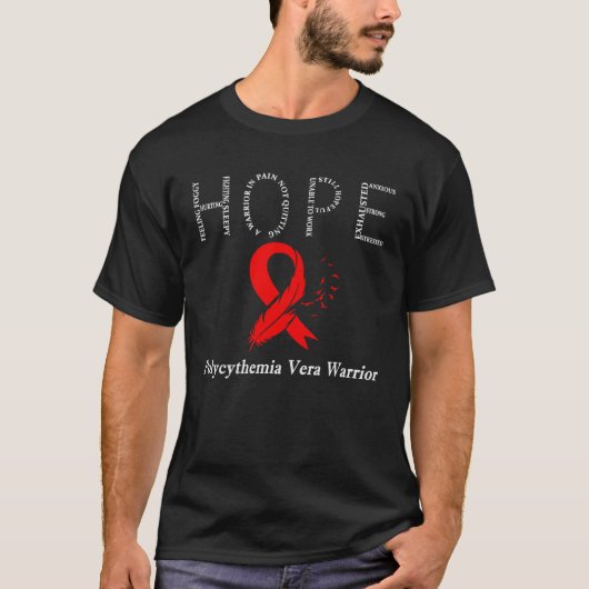 I Wear Red For Polycythemia Vera Awareness Warrior T-shirt (Voorkant)