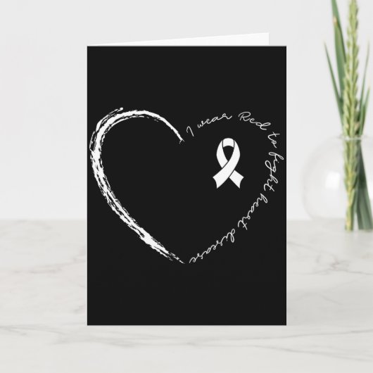 I Wear Red Heart Ribbon To Fight And Heart Disease Kaart (Voorkant)