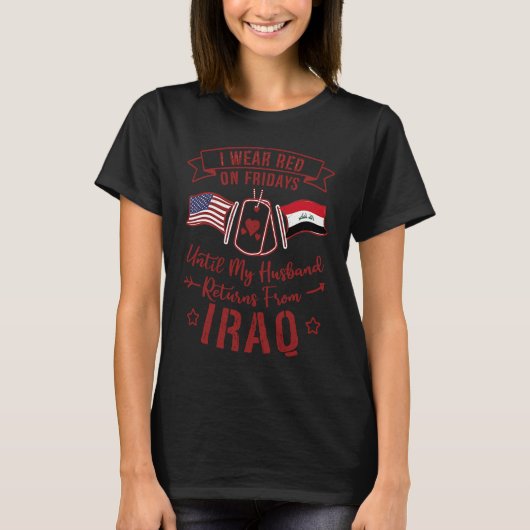 I Wear Red On Friday Deployment Husband US Soldier T-shirt (Voorkant)
