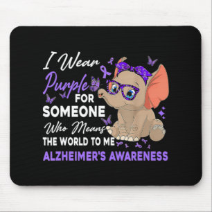 I Wear Ribbon Purple Elephant Cute Alzheimer's Awa Muismat