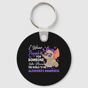 I Wear Ribbon Purple Elephant Cute Alzheimer's Awa Sleutelhanger
