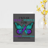 I Wear Teal &amp; Purple Butterfly Suicide Prevent Kaart (Gele Bloem)