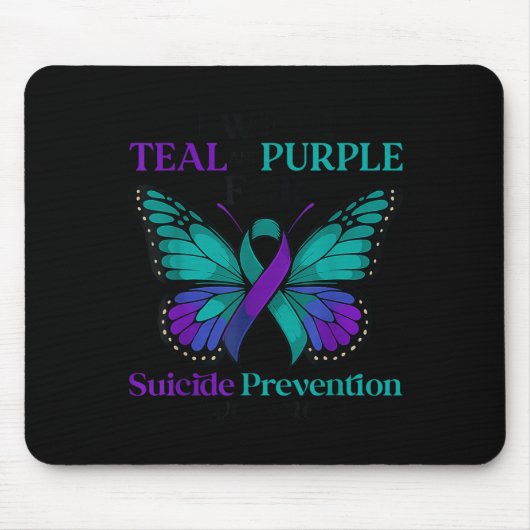 I Wear Teal &amp; Purple Butterfly Suicide Prevent Muismat (Voorkant)
