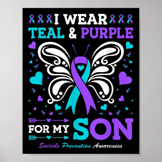 I Wear Teal & Purple For My Son Poster (Voorkant)