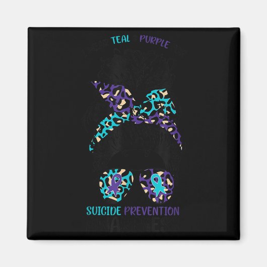 I Wear Teal &amp; Purple For Suicide Prevention Aw Magneet (Voorkant)