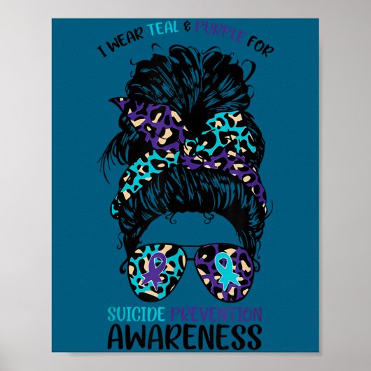 I Wear Teal &amp; Purple For Suicide Prevention Aw Poster (Voorkant)