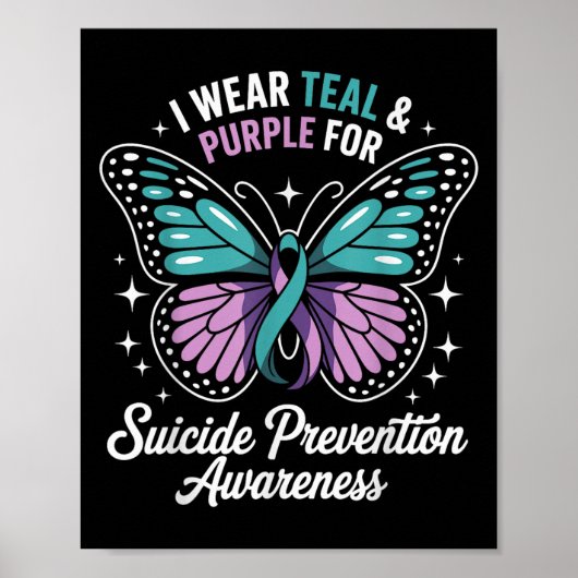 I Wear Teal &amp; Purple For Suicide Prevention Aw Poster (Voorkant)