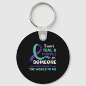 I Wear Teal &amp; Purple For Suicide Prevention Aw Sleutelhanger (Voorkant)