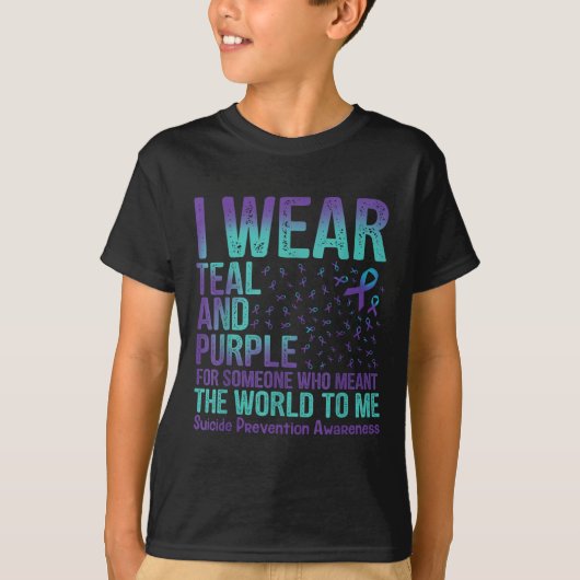 I Wear Teal &amp; Purple For Suicide Prevention Aw T-shirt (Voorkant)