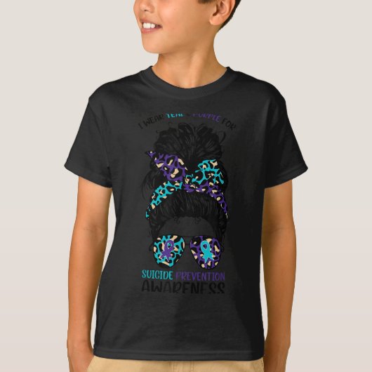 I Wear Teal &amp; Purple For Suicide Prevention Aw T-shirt (Voorkant)