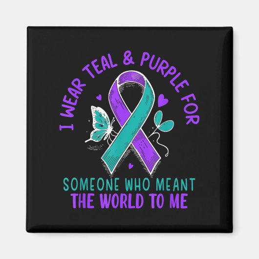 I Wear Teal &amp; Purple Or Someone Suicide Awaren Magneet (Voorkant)