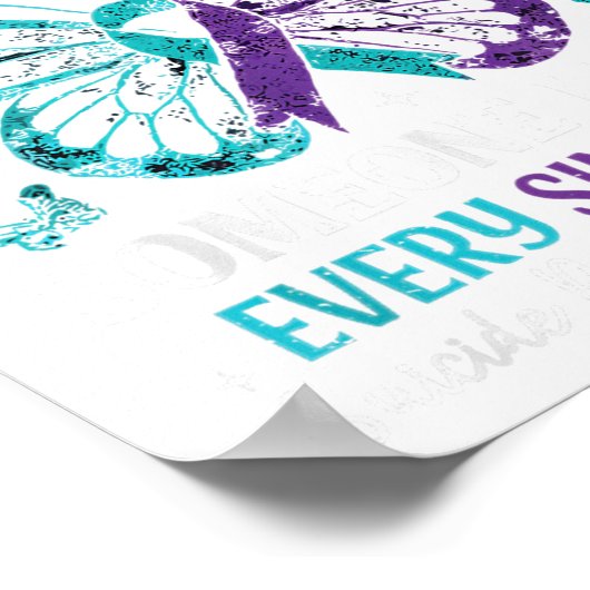 I Wear Teal &amp; Purple Suicide Prevention Awaren Poster (Hoek)