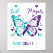I Wear Teal &amp; Purple Suicide Prevention Awaren Poster (Voorkant)