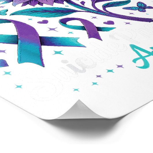 I Wear Teal & Purple Suicide Prevention Awaren Poster (Hoek)