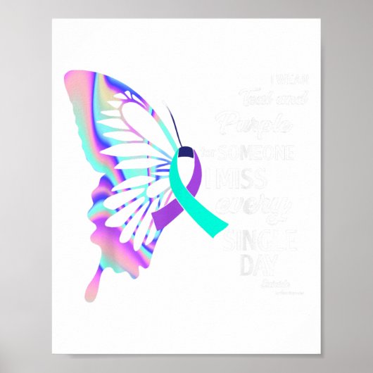 I Wear Teal &amp; Purple Suicide Prevention Awaren Poster (Voorkant)