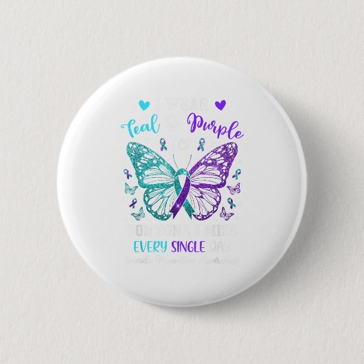 I Wear Teal & Purple Suicide Prevention Awaren Ronde Button 5,7 Cm (Voorkant)
