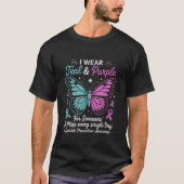 I Wear Teal &amp; Purple Suicide Prevention Awaren T-shirt (Voorkant)