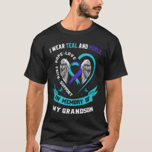 I Wear Teal And Purple For My Grandson Suicide Awa T-shirt
